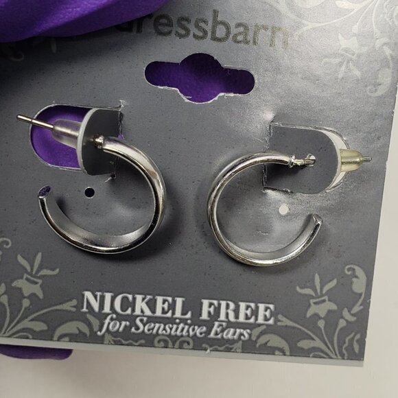 2/$30 Silver tone Small Open Hoop Earrings - 0.6-in - Women's Fashion Jewelry - Picture 7 of 7